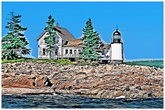 Winter Harbor Light in Maine's Acadia Region -Digital Painting